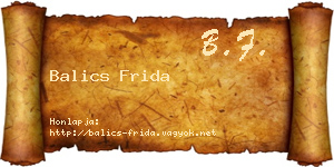 Balics Frida névjegykártya